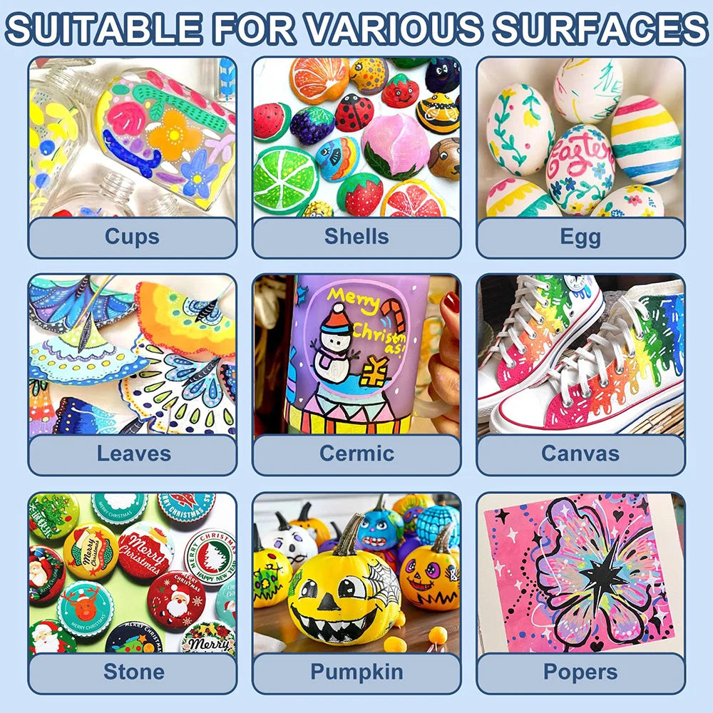 High Coverage Acrylic Paint Markers, Brush Tip Acrylic Paint Pens Set for DIY Crafts & Art Supplies Drawing Kit with Canvas Bag