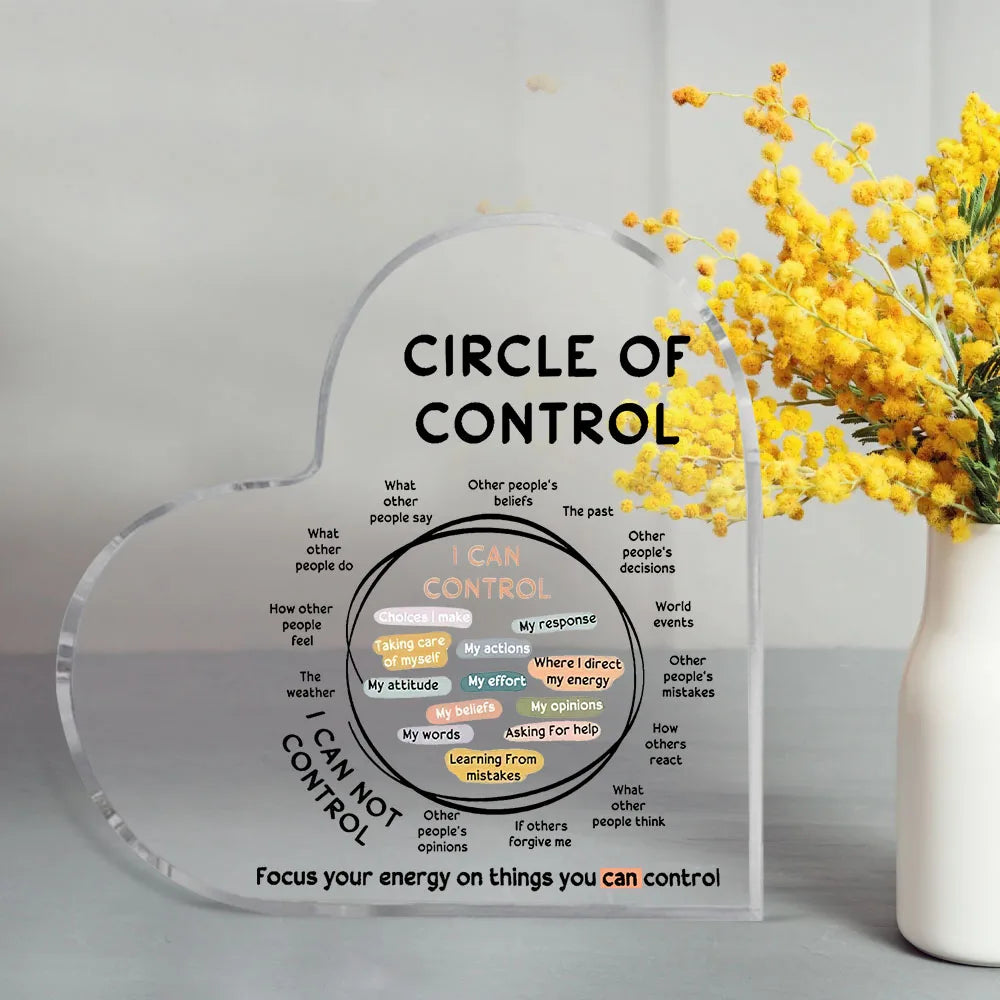 Acrylic Circle of Sign for Mental Health Awareness - Focus Energy on Controllable Factors Party Supplies, Art Craft Ornament ﻿