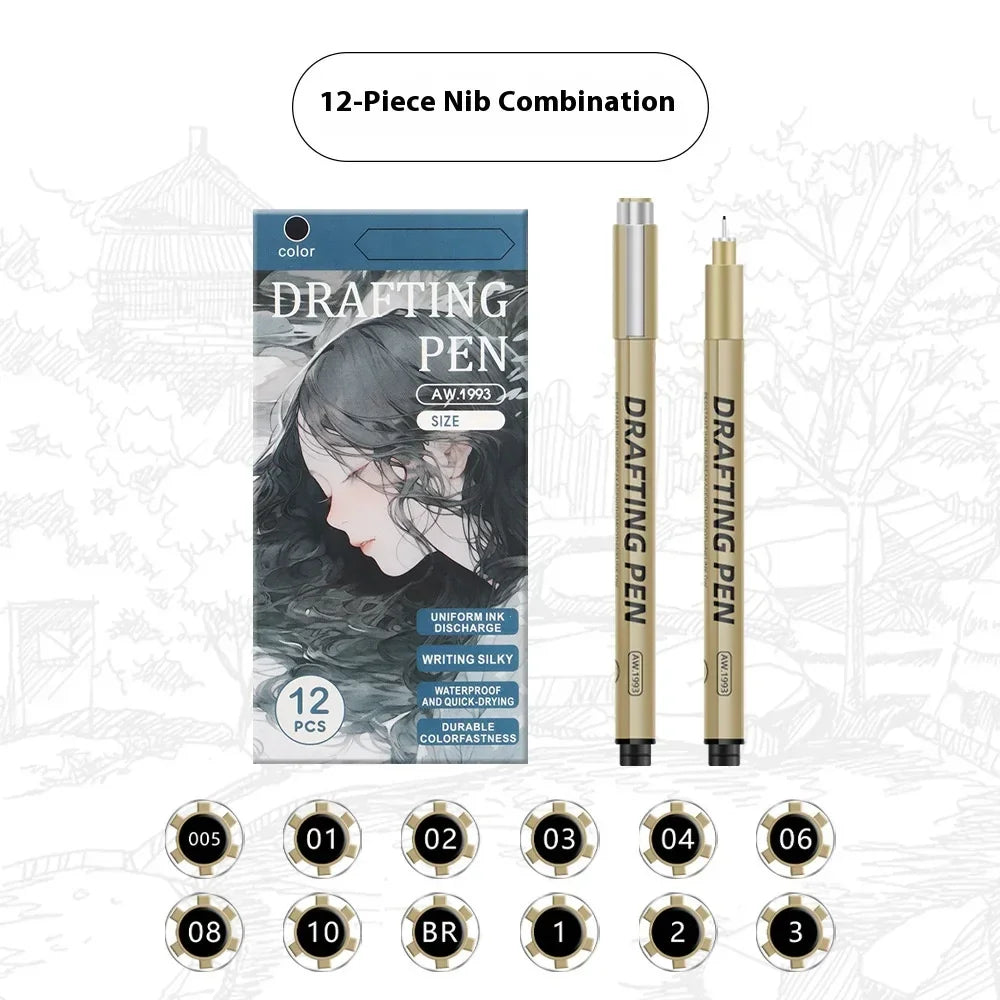 Buy The Best By Artsulli - Art is Long Life Short - 1/6/9/12 Pcs Manga Black Fineliner Marlers Various Pen Nibs For Sketch Architectural