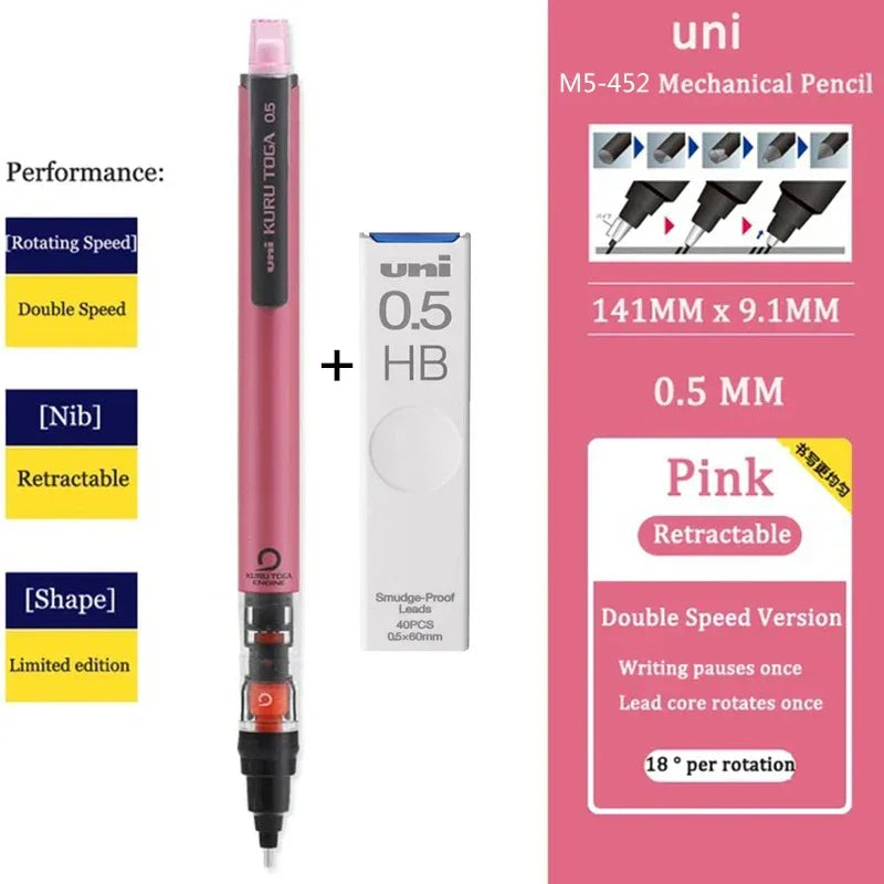 Buy The Best By Artsulli - Art is Long Life Short - Japan UNI Mechanical Pencil KURUTOGA 0.5mm Non Breakable Lead Drawing Activity M5-452