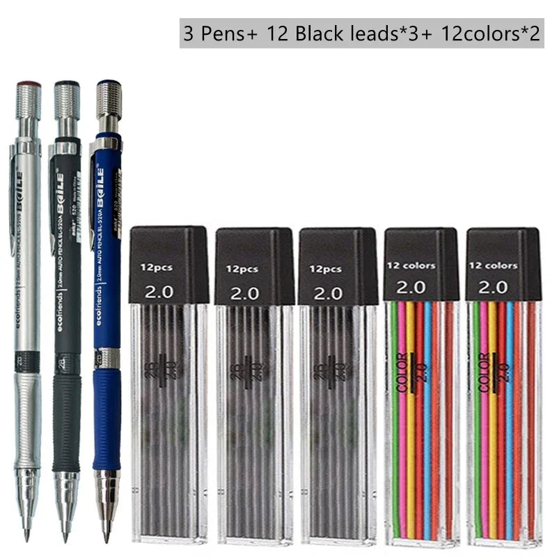 Buy The Best By Artsulli - Art is Long Life Short - Mechanical Pencil Set 2mm Carpenter Drafting HB Pen 2.0 mm For Drawing Writing