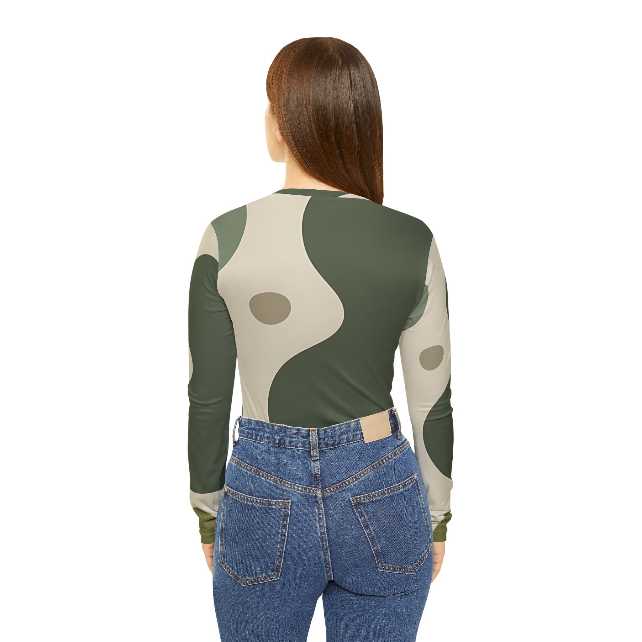 Earthy Abstract Long Sleeve V-Neck Top, Artsulli - Art is Long, Life is Short, All Over Prints, , , , , , , 