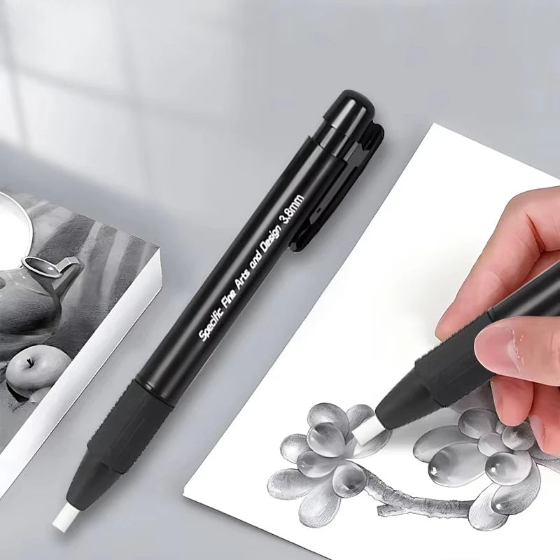 Eraser Pen Mechanical Rubber Refillable Pen Sketch Drawing Press Retractable Pencil Correction Highlight Rubber Art Supplies