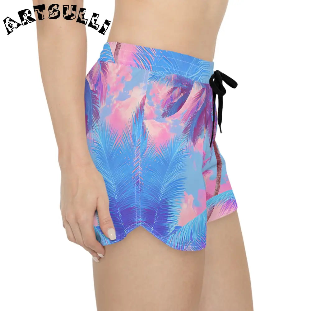 Ethereal Pastel Palms Athletic Shorts, Artsulli - Art is Long, Life is Short, All Over Prints, , , , , , , 