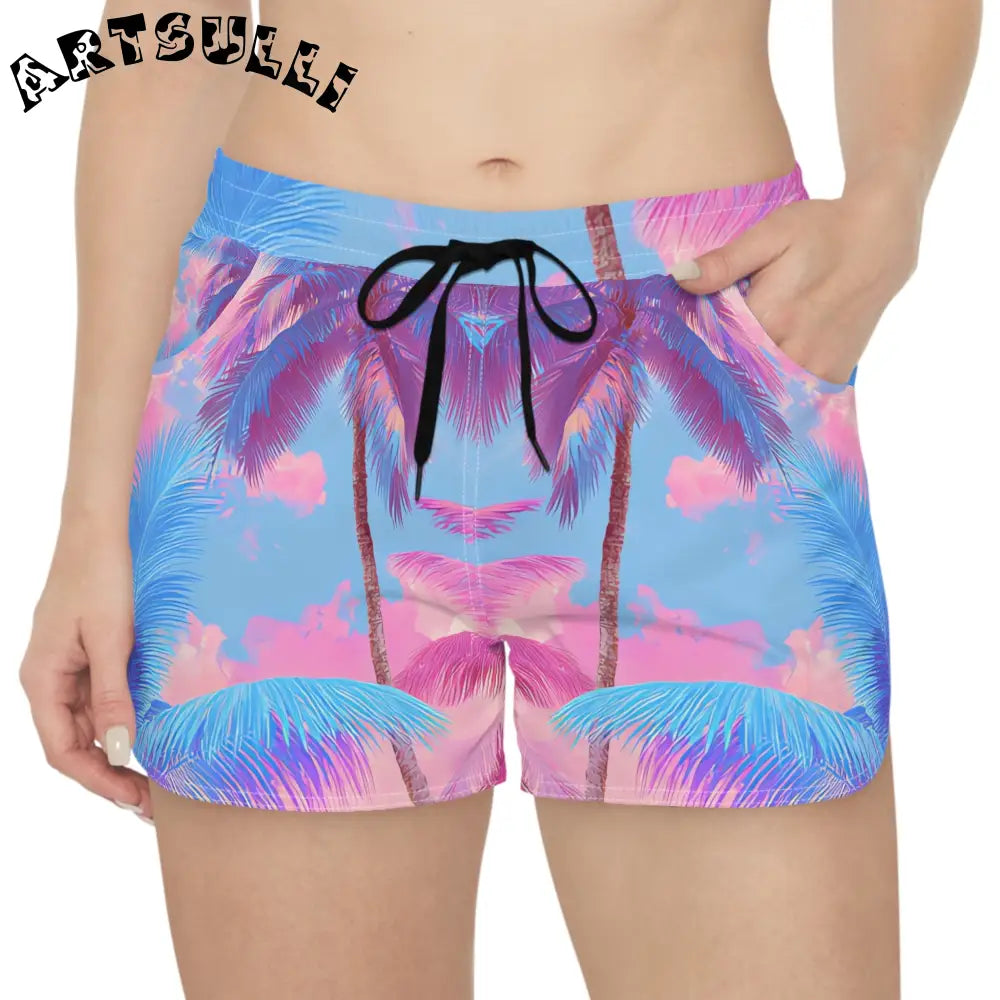 Ethereal Pastel Palms Athletic Shorts, Artsulli - Art is Long, Life is Short, All Over Prints, , , , , , , 