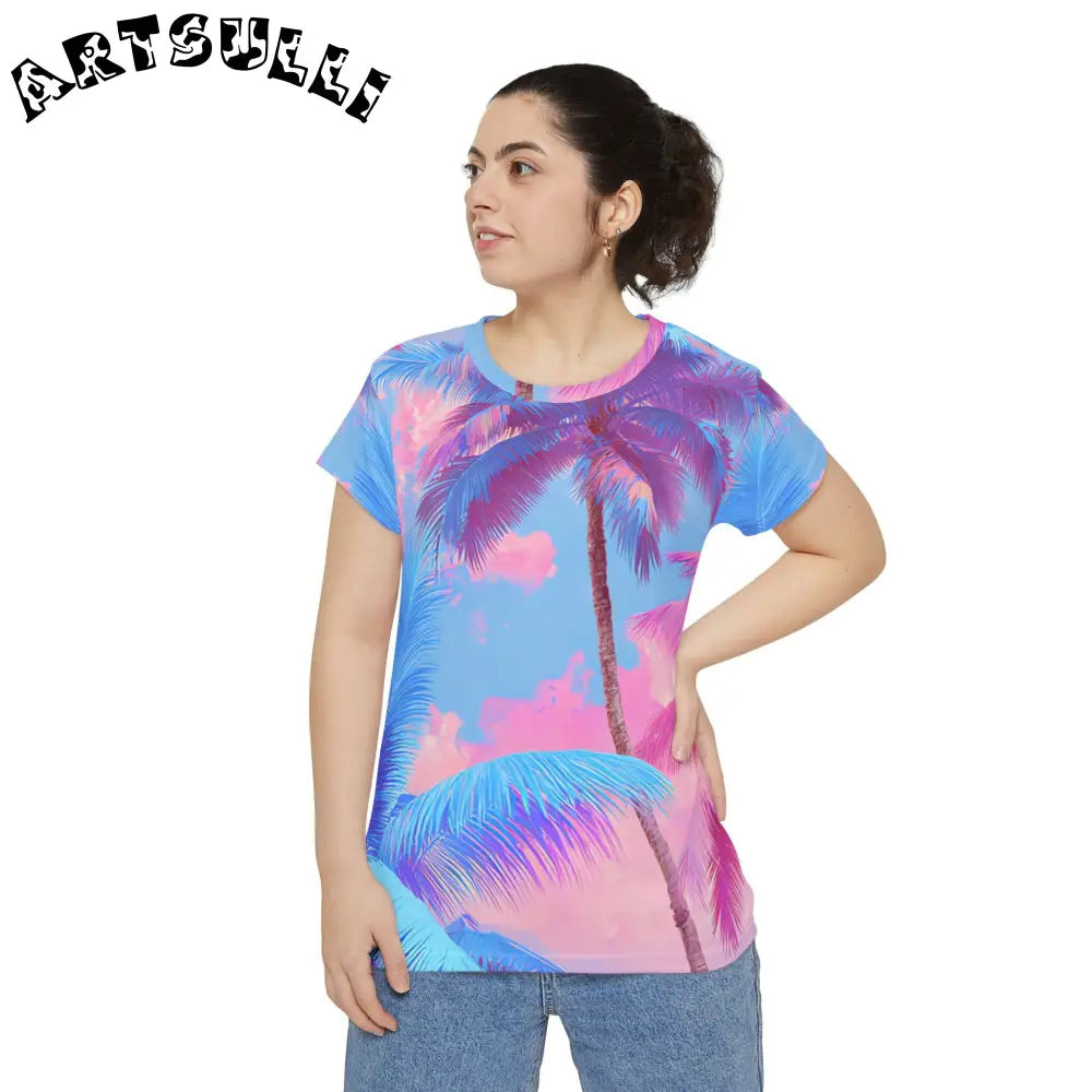 Ethereal Pastel Palms Printed All Over Tee, Artsulli - Art is Long, Life is Short, All Over Prints, , , , , , , 