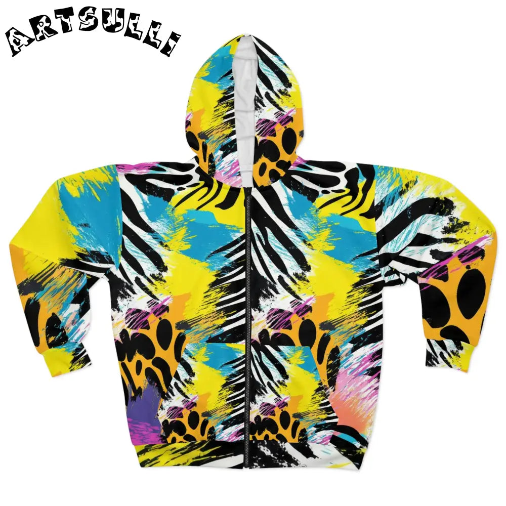 Expressionist Jungle Cell Zip Hoodie, Artsulli - Art is Long, Life is Short, All Over Prints, Size, XS, , , , , 48344151965578
