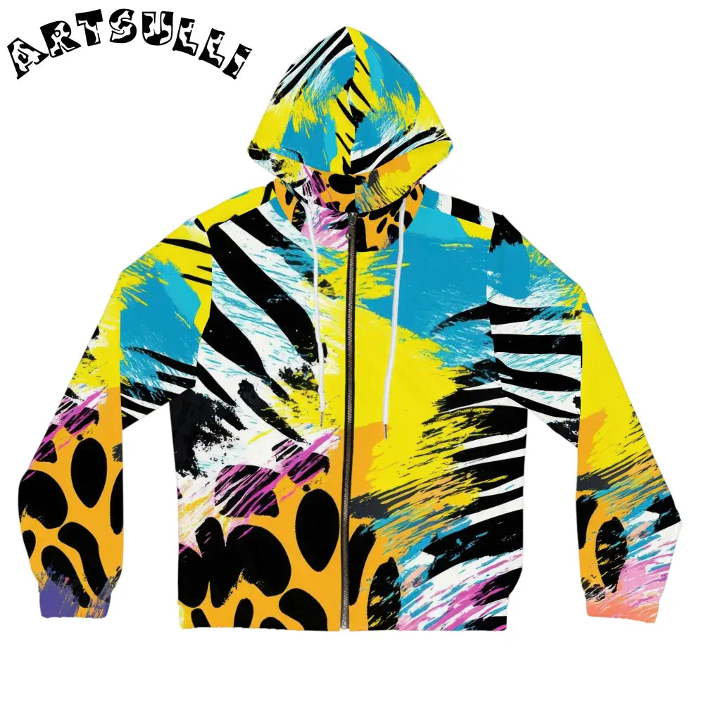 Expressionist Jungle Cell Zip Hoodie, Artsulli - Art is Long, Life is Short, All Over Prints, Size, XS, Color, White, , , 48495802917257