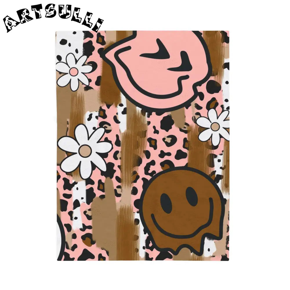 Extra Soft Smiley Leopard Plush Velveteen Blanket, Artsulli - Art is Long, Life is Short, All Over Prints, Size, 30" × 40", , , , , 15807162837673145502
