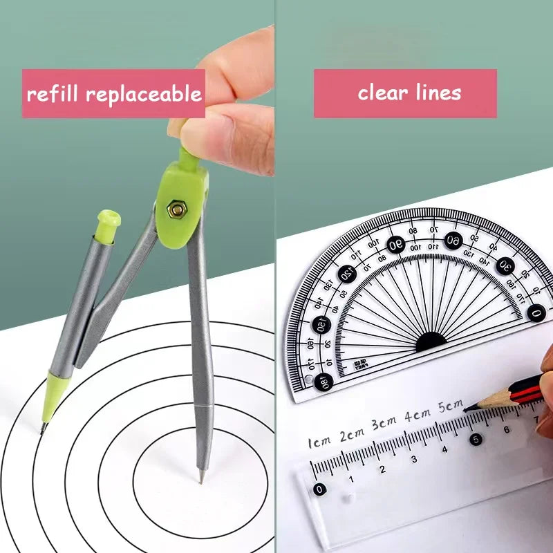 Buy The Best By Artsulli - Art is Long Life Short - 7 Pcs/set Mathematical Rulers Set Multi-function Professional Compass Ruler Drawing