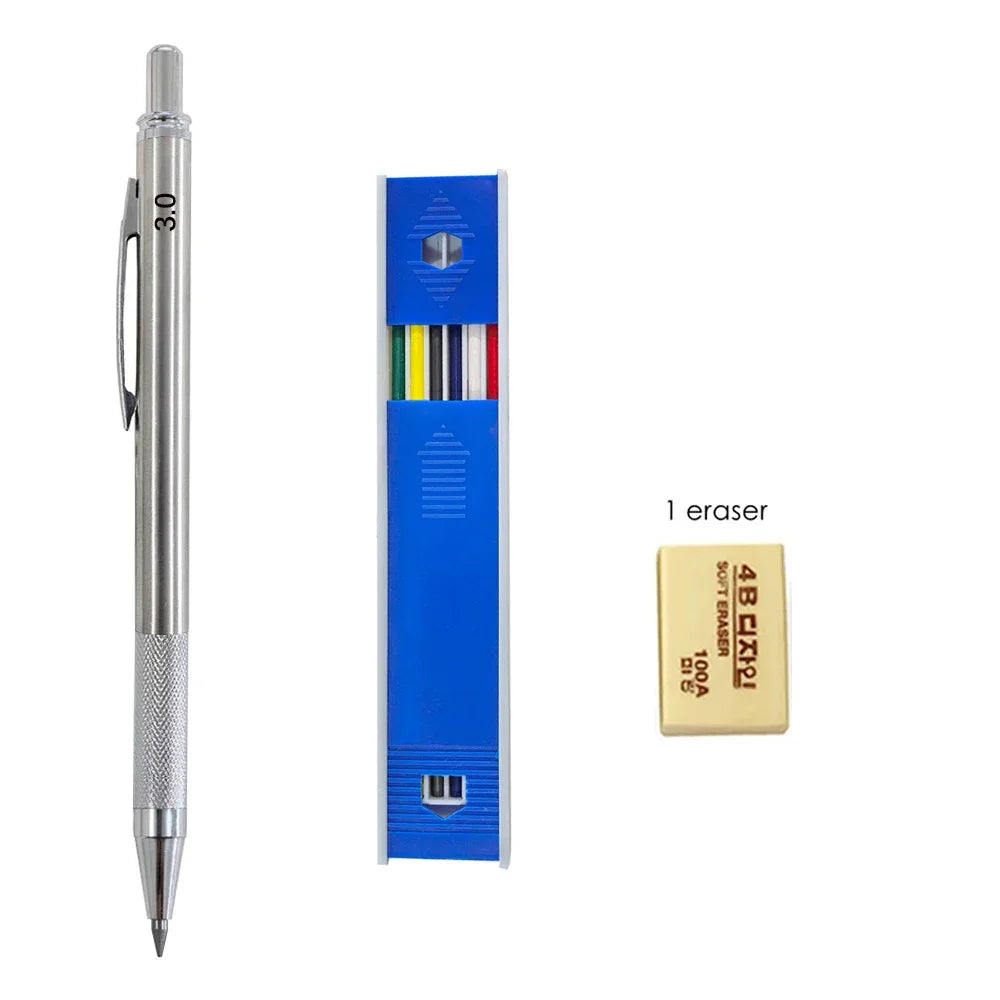 Buy The Best By Artsulli - Art is Long Life Short - Mechanical Pencil Set 3.0mm Full Metal Drawing Painting Automatic with Leads Office