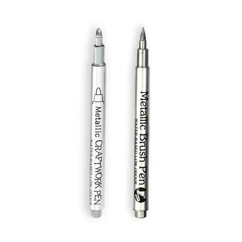 Buy The Best By Artsulli - Art is Long Life Short - 1/2Pc Brush Metallic Marker Pens Gold Silver Permanent Markers for Crafts Manga