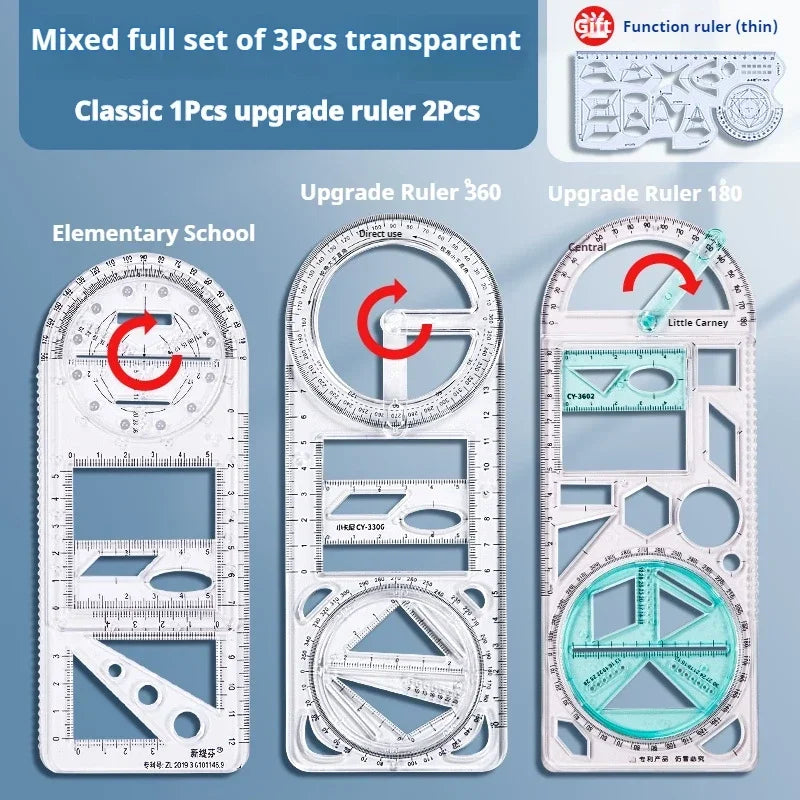 Buy The Best By Artsulli - Art is Long Life Short - Multifunctional Geometric Function Ruler Set Mathematics Drawing Template Measuring