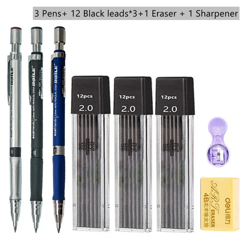 Buy The Best By Artsulli - Art is Long Life Short - Mechanical Pencil Set 2mm Carpenter Drafting HB Pen 2.0 mm For Drawing Writing