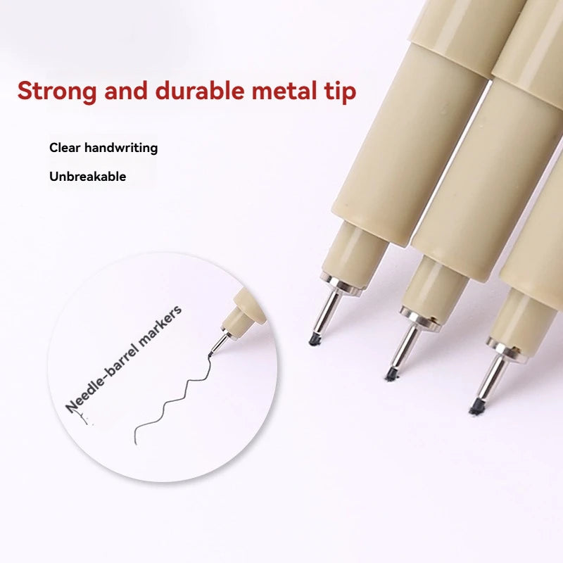 12 Tip Pigment Liner Micron Ink Marker Pen for Manga Draw Sketching Needle Pen Hook Line Pen Sketch Stationery Set Art Supplies
