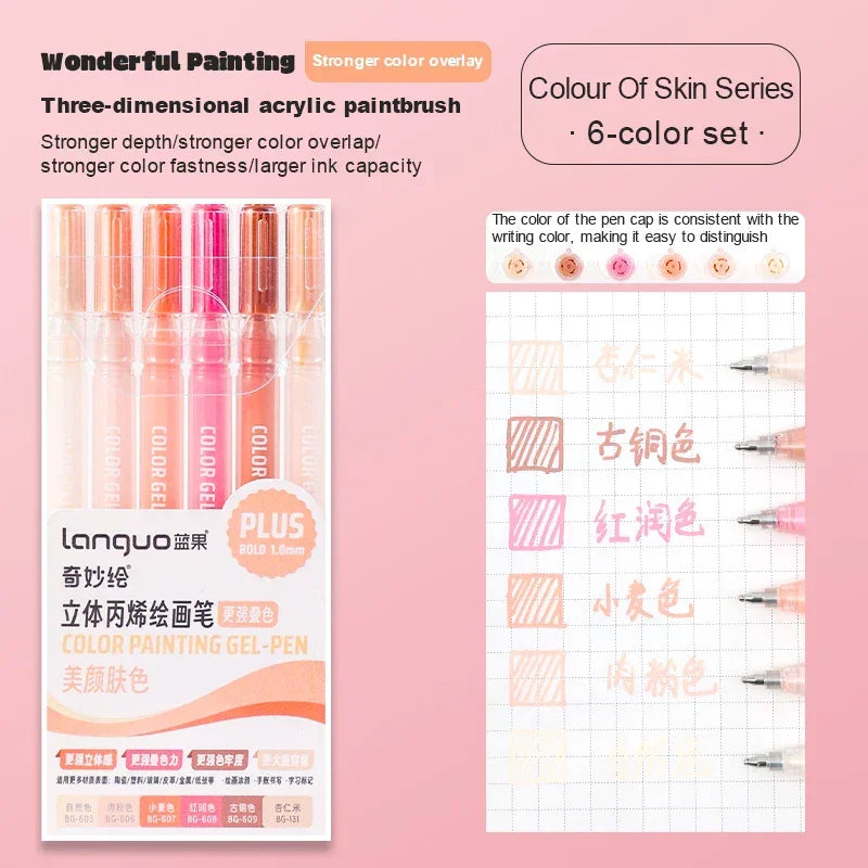 Buy The Best By Artsulli - Art is Long Life Short - Languo Three-Dimensional Effect Acrylic Painting Gel Pens Set 1.0mm Tip Kawaii