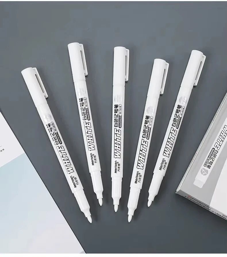 1/2/3/4/5Pcs White Marker Pens 2.0mm Oily Waterproof White DIY Graffiti Sketching Markers Stationery Wrting School Supplies