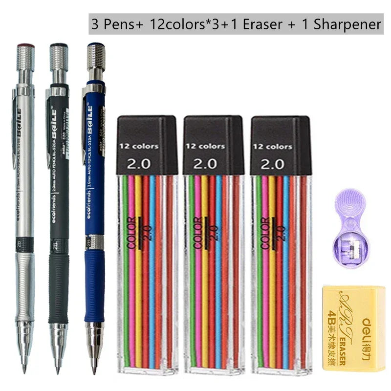 Buy The Best By Artsulli - Art is Long Life Short - Mechanical Pencil Set 2mm Carpenter Drafting HB Pen 2.0 mm For Drawing Writing