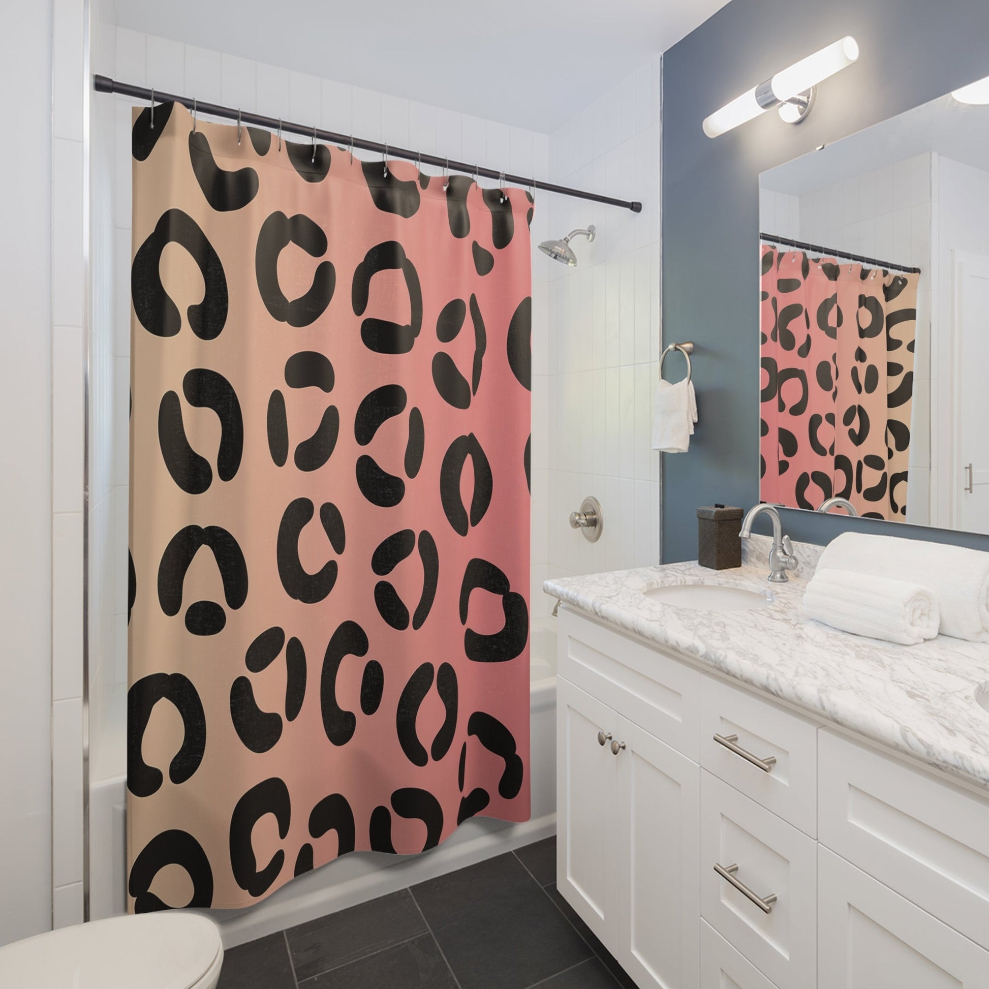 Fiery Leopard Print Shower Curtain, Artsulli - Art is Long, Life is Short, Home Decor, , , , , , , 