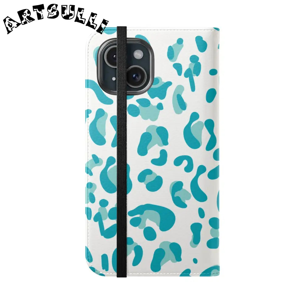 JAKKOUTTHEBXX Teal Leopard Print Flip Cases 2025
