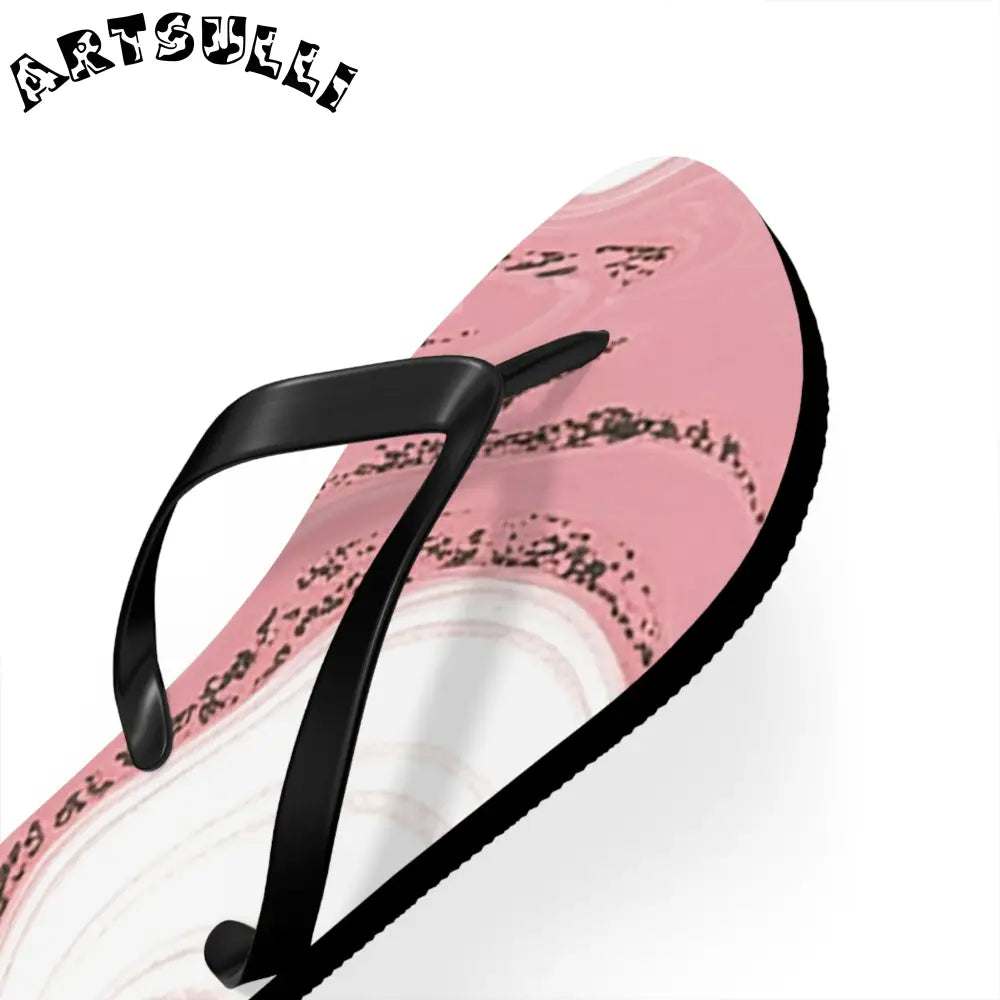 JAKKOUTTHEBXX Pink and White Marble Illustrated Flip Flops 2025