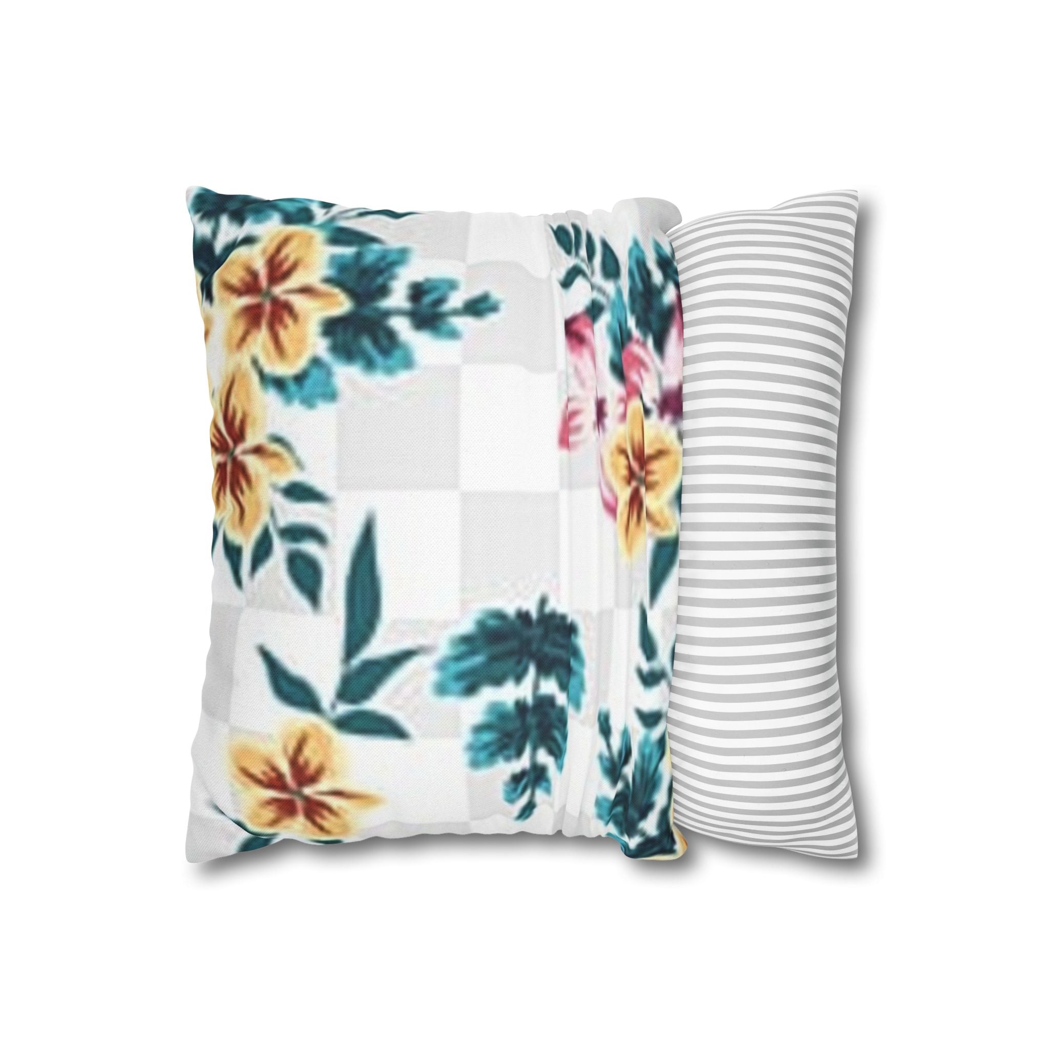 Floral and Checkered Throw Pillow, Artsulli - Art is Long, Life is Short, Home Decor, , , , , , , 