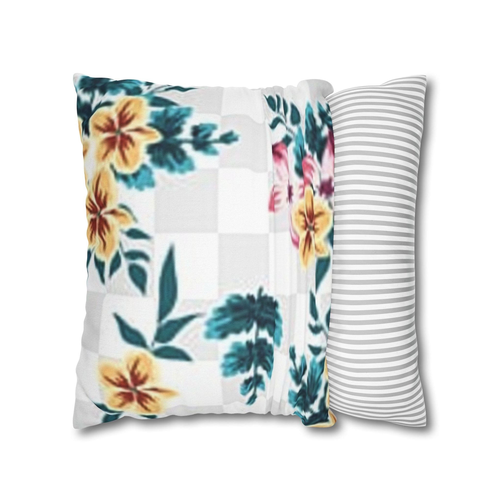 Floral and Checkered Throw Pillow, Artsulli - Art is Long, Life is Short, Home Decor, , , , , , , 