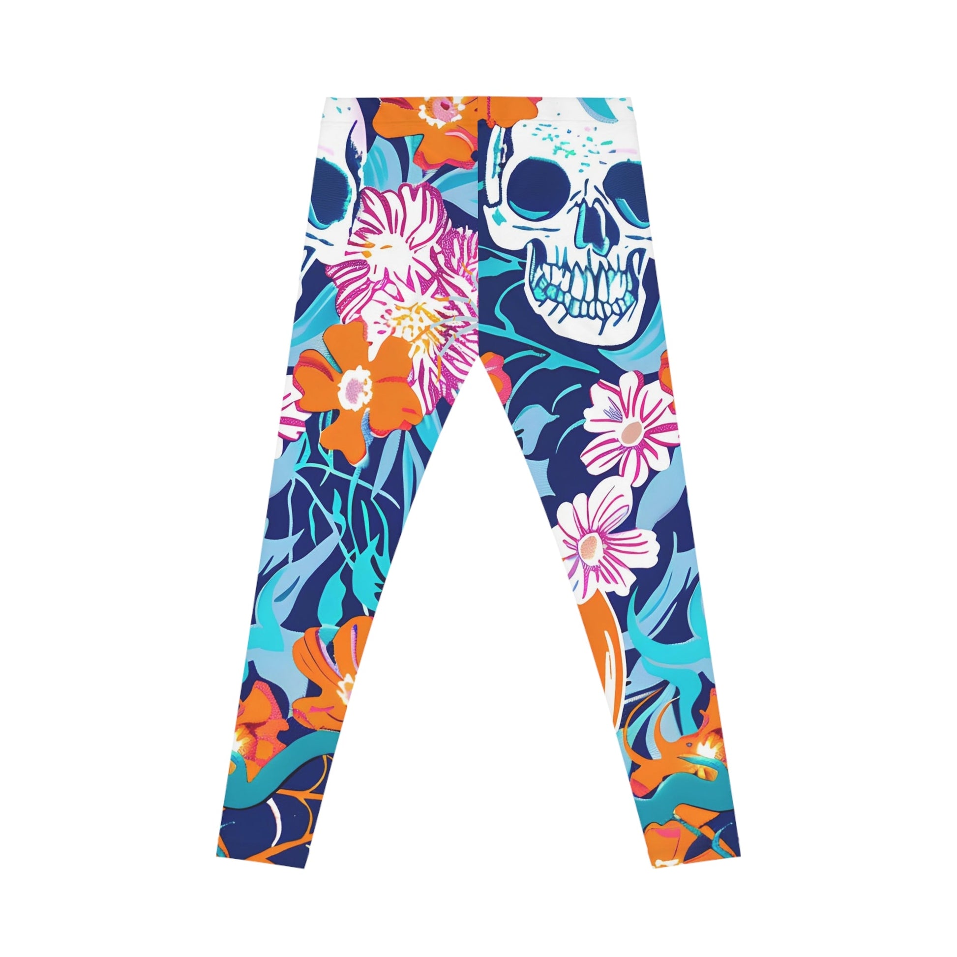 Floral and Skull Casual Leggings, Artsulli - Art is Long, Life is Short, All Over Prints, , , , , , , 