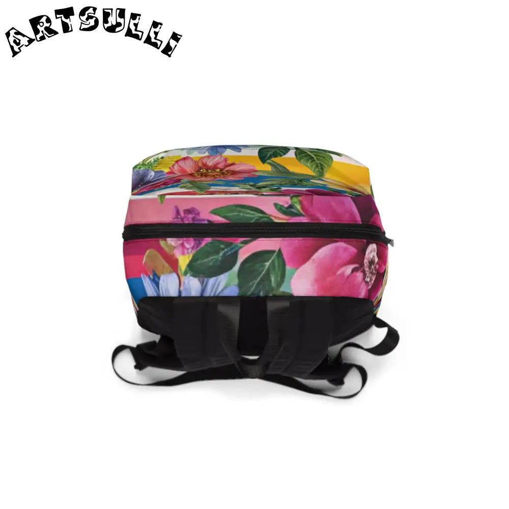 Floral and Stripe Backpack, Artsulli - Art is Long, Life is Short, Bags, , , , , , , 