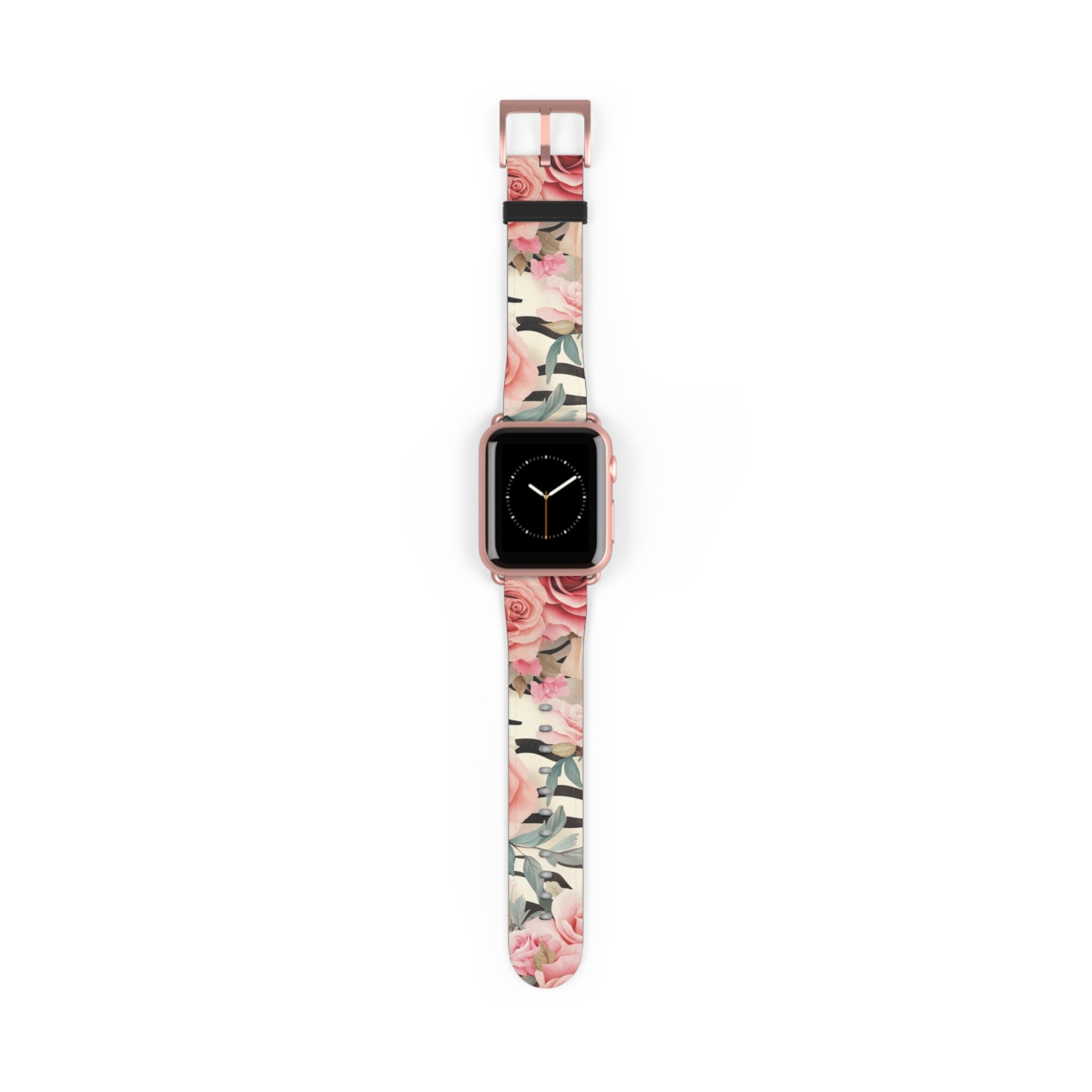 Floral and Striped Apple Watch Band, Artsulli - Art is Long, Life is Short, Accessories, Size, 38 - 41 mm, Color, Rose Gold Matte, , , 10797453987629410191