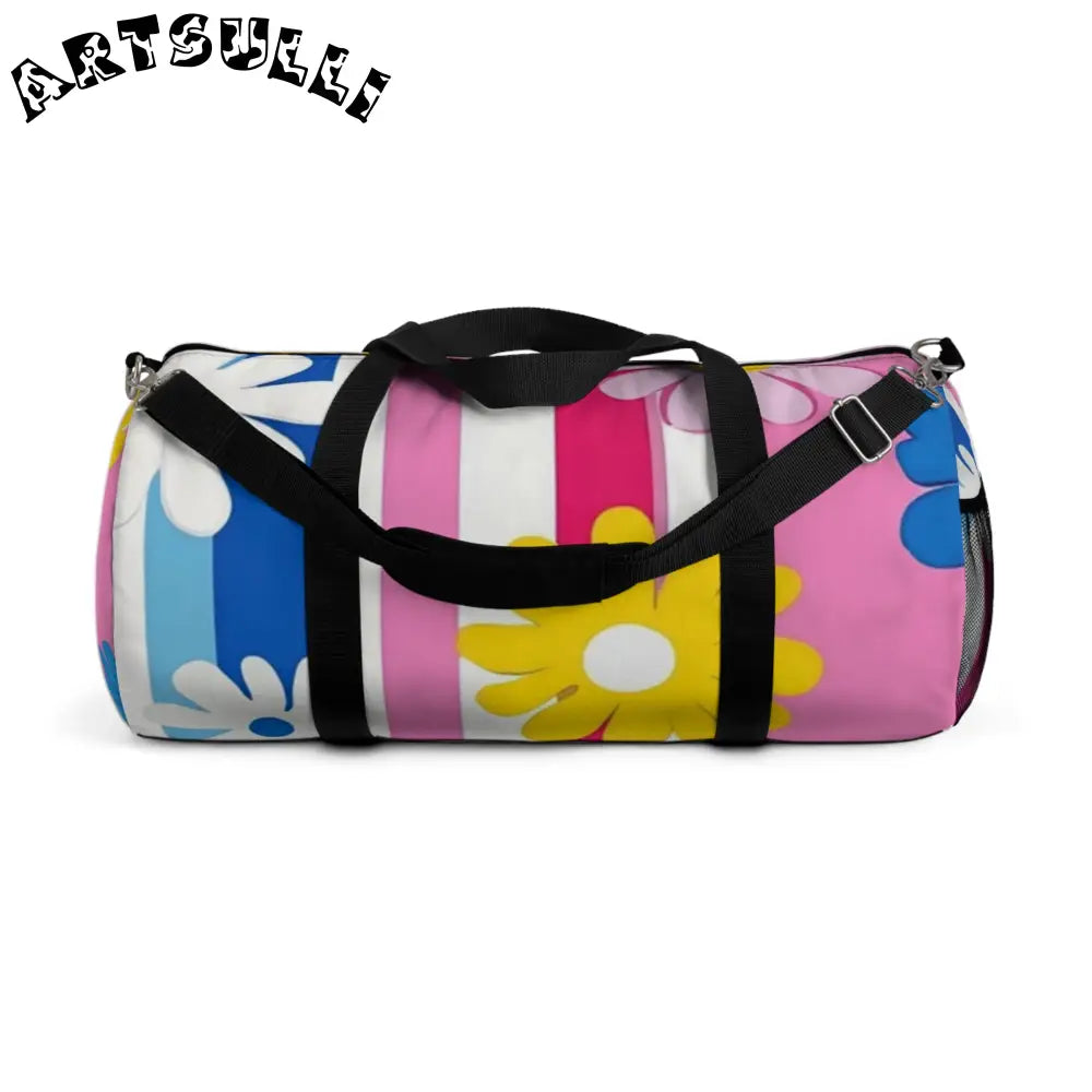 Floral and Stripes Custom Duffel Bag, Artsulli - Art is Long, Life is Short, Bags, Size, Large, , , , , 55660105891002