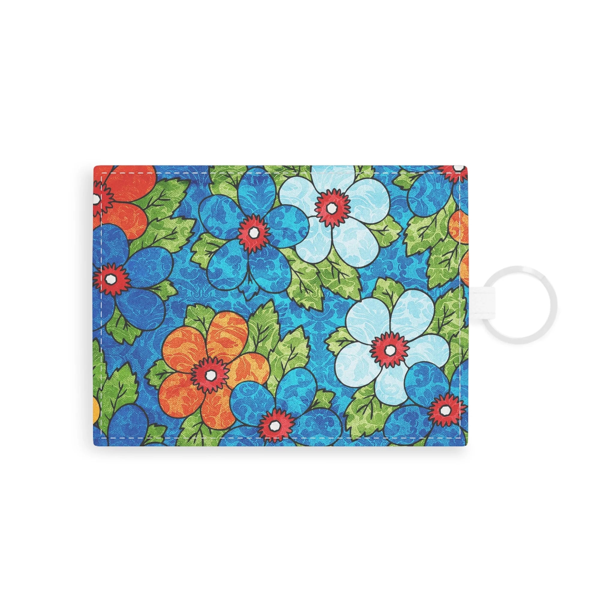 Floral Art Printed Card Holder with Key Ring, Artsulli - Art is Long, Life is Short, Accessories, Size, One size, Color, White, , , 15807298425132519004