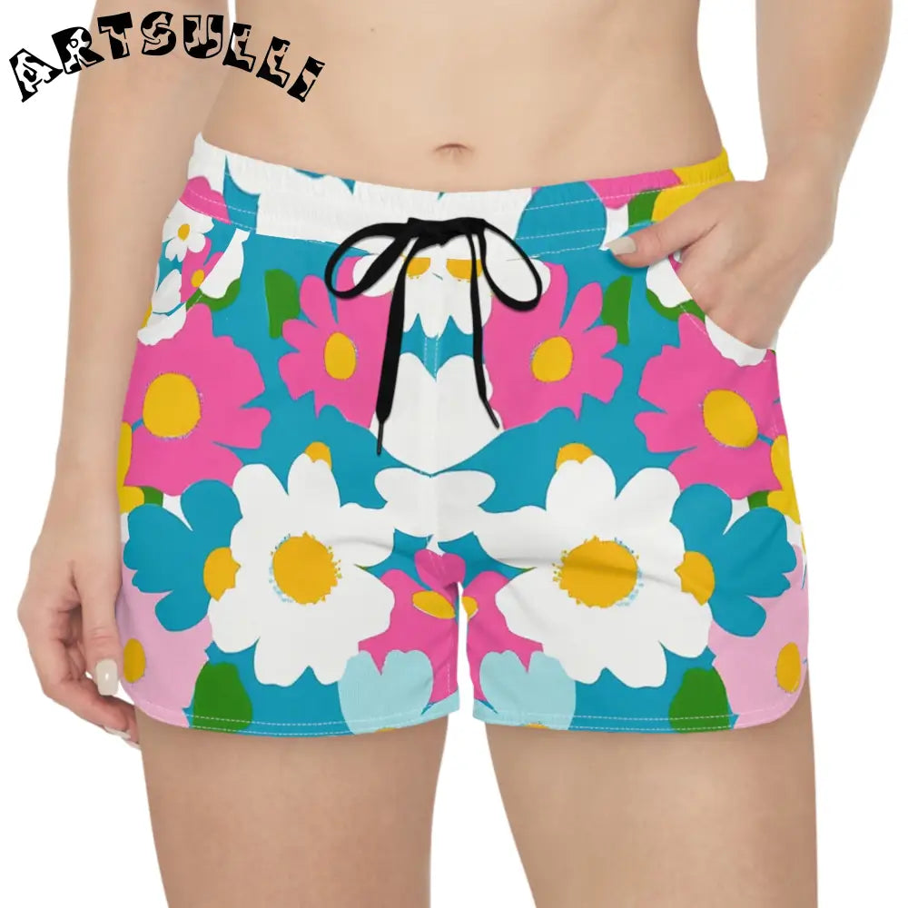 Floral Athletic Casual Shorts, Artsulli - Art is Long, Life is Short, All Over Prints, , , , , , , 