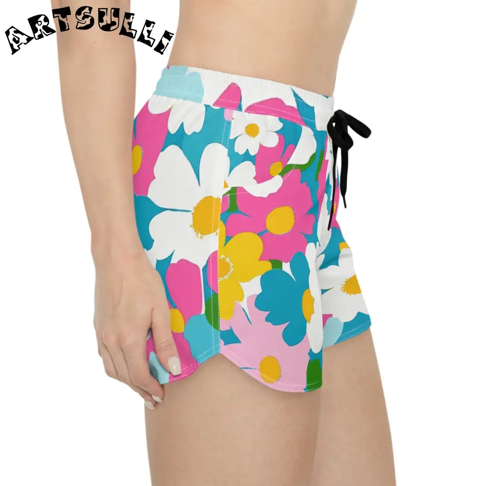 Floral Athletic Casual Shorts, Artsulli - Art is Long, Life is Short, All Over Prints, , , , , , , 