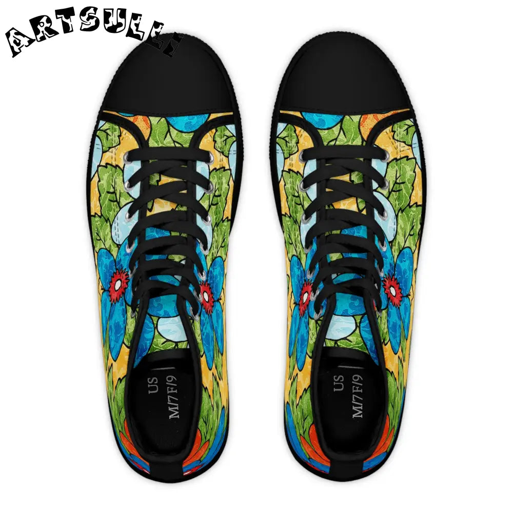 JAKKOUTTHEBXX Floral Breathable Polyester Canvas Women’s High Tops 2025