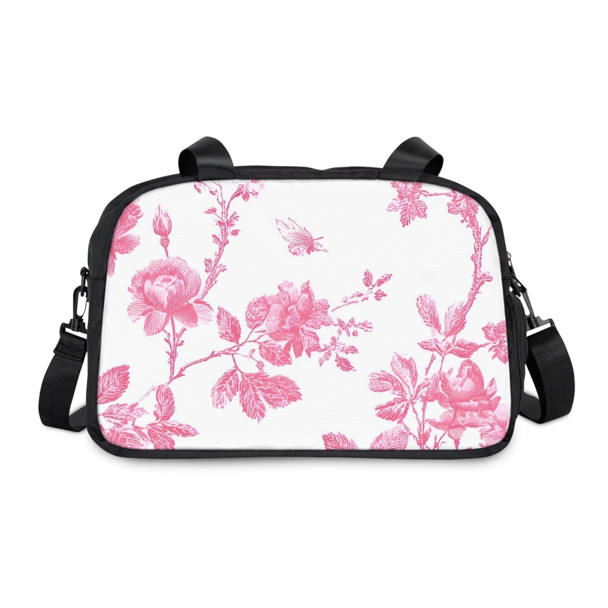 Floral Butterfly Fitness Handbag, Artsulli - Art is Long, Life is Short, Bags, Size, 12.4" x 13.3", Color, Black, , , 26602984357938674370
