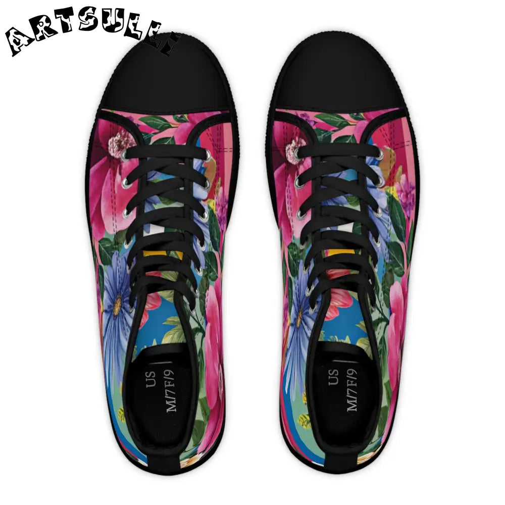 Floral Canvas High Top Sneakers, Artsulli - Art is Long, Life is Short, Shoes, , , , , , , 