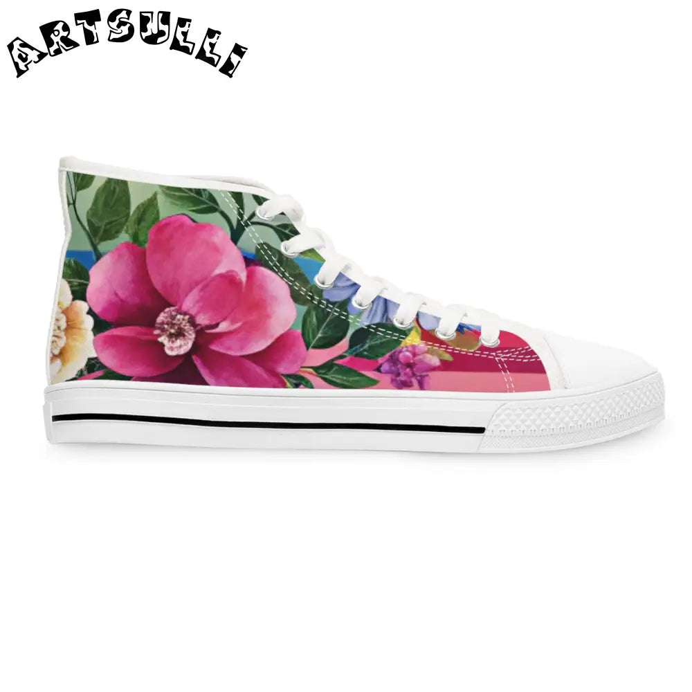 Floral Canvas High Top Sneakers, Artsulli - Art is Long, Life is Short, Shoes, , , , , , , 