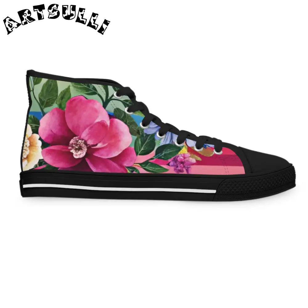 Floral Canvas High Top Sneakers, Artsulli - Art is Long, Life is Short, Shoes, , , , , , , 