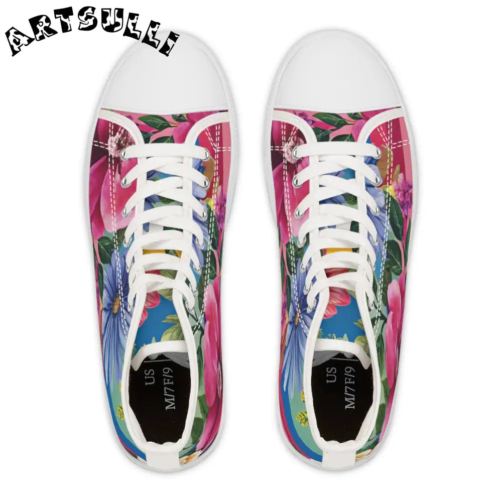 Floral Canvas High Top Sneakers, Artsulli - Art is Long, Life is Short, Shoes, , , , , , , 