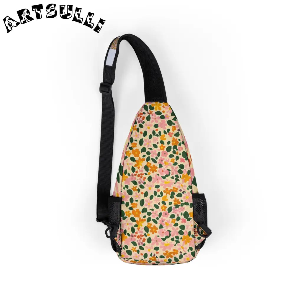 Floral Canvas Sling Chest Bag, Artsulli - Art is Long, Life is Short, Bags, , , , , , , 