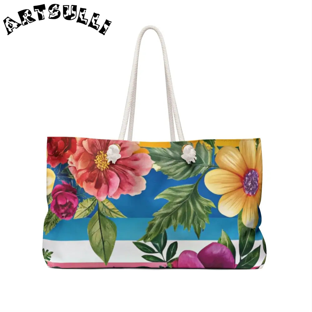 Floral Canvas Weekender Tote, Artsulli - Art is Long, Life is Short, Bags, , , , , , , 