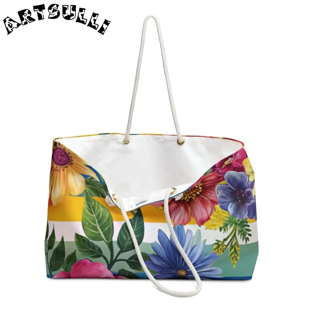 Floral Canvas Weekender Tote, Artsulli - Art is Long, Life is Short, Bags, , , , , , , 