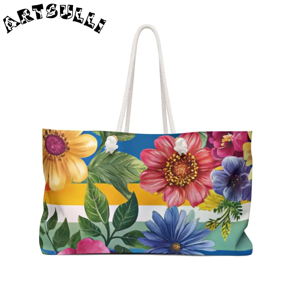 Floral Canvas Weekender Tote, Artsulli - Art is Long, Life is Short, Bags, Size, 24" × 13", , , , , 35495651367312988202