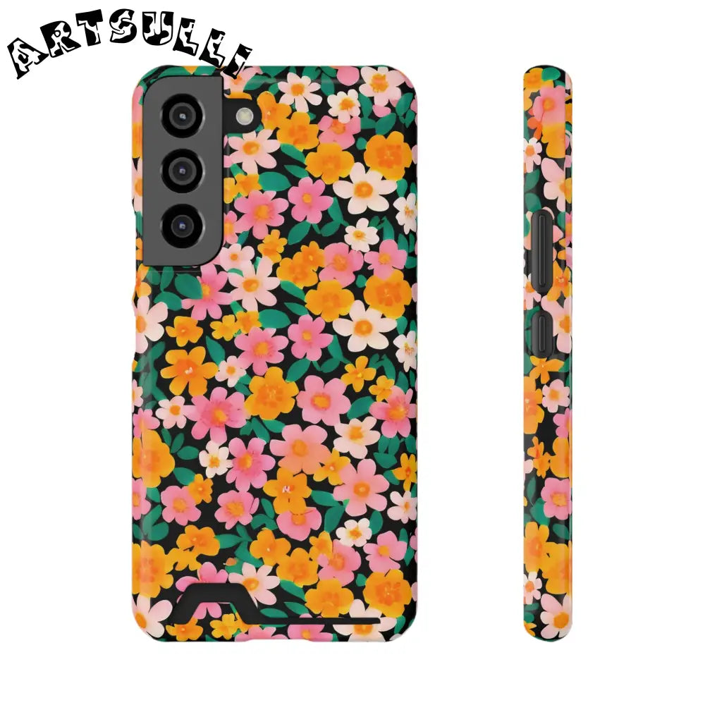 Floral Cardholder Phone Case, Artsulli - Art is Long, Life is Short, Phone Case, Size, Samsung Galaxy S22, Surface, Glossy, Shape, Without gift packaging, 29858873353268396182
