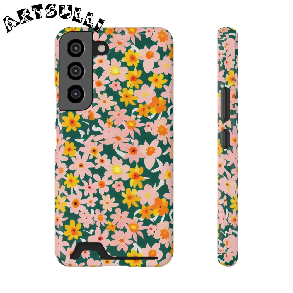 Floral Cardholder Phone Case, Artsulli - Art is Long, Life is Short, Phone Case, Size, Samsung Galaxy S22, Surface, Glossy, Shape, Without gift packaging, 26161971314339427731