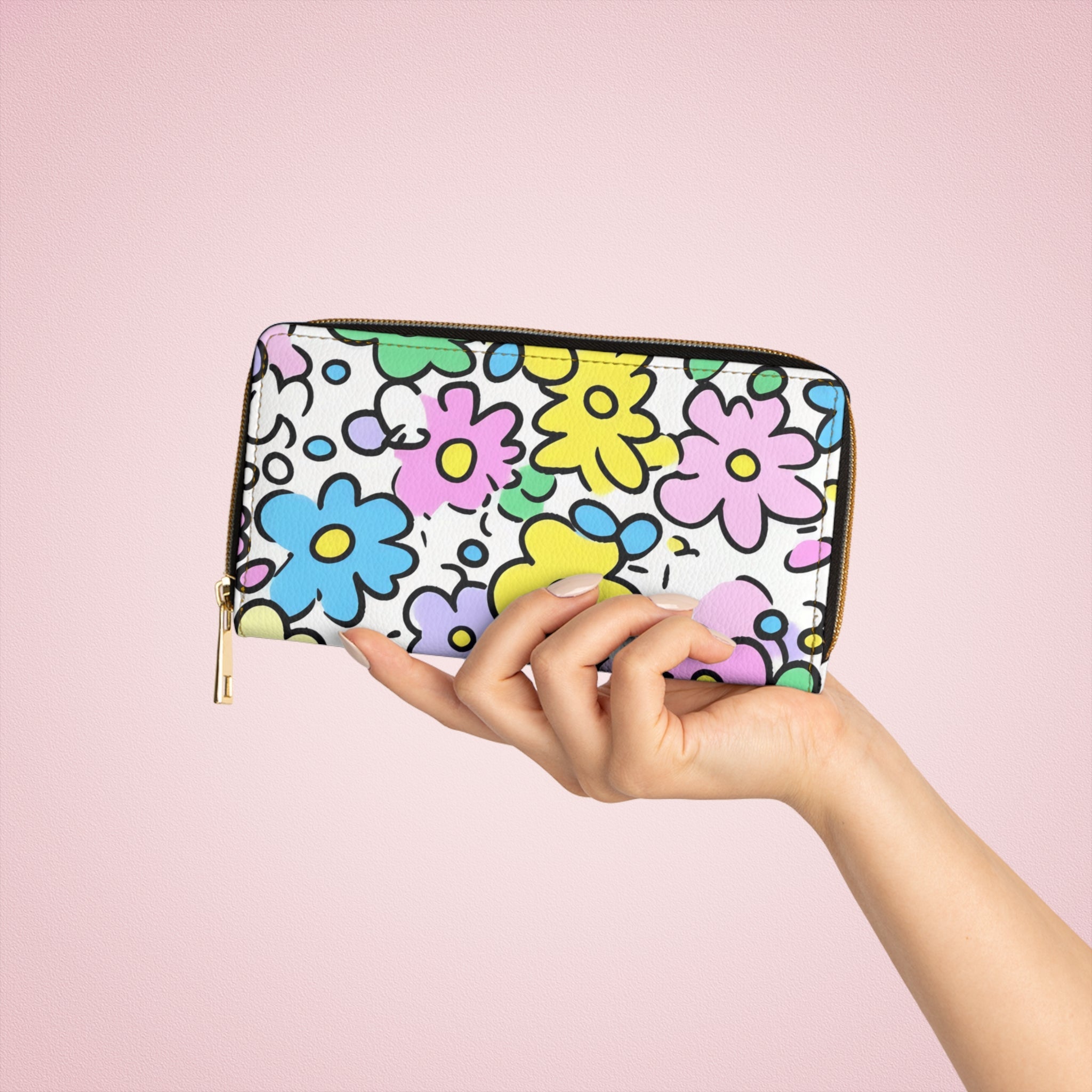 Floral Cartoon Wallet for Credit Cards, Artsulli - Art is Long, Life is Short, Accessories, , , , , , , 