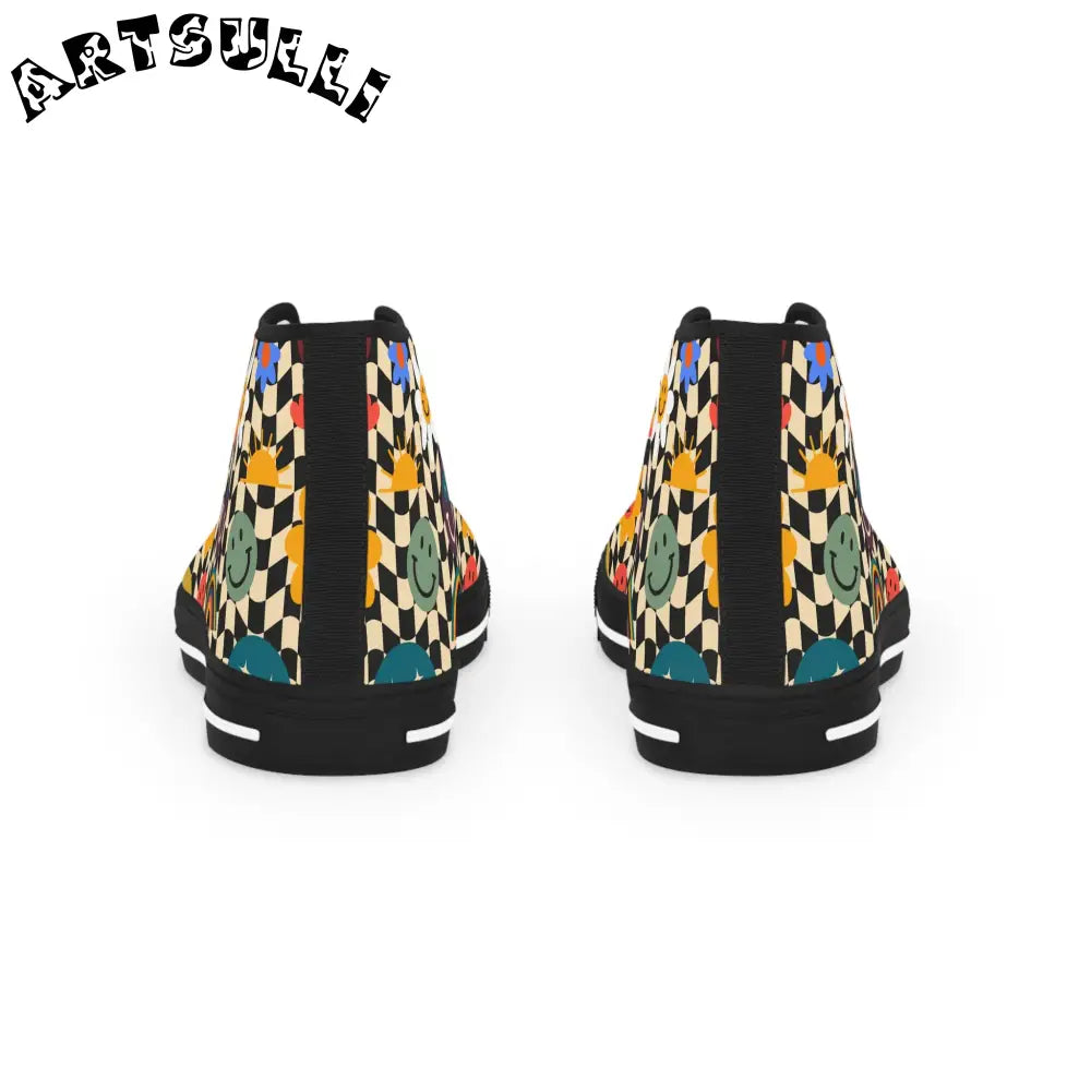 JAKKOUTTHEBXX Floral Checkerboard Breathable Polyester Canvas High Tops 2025