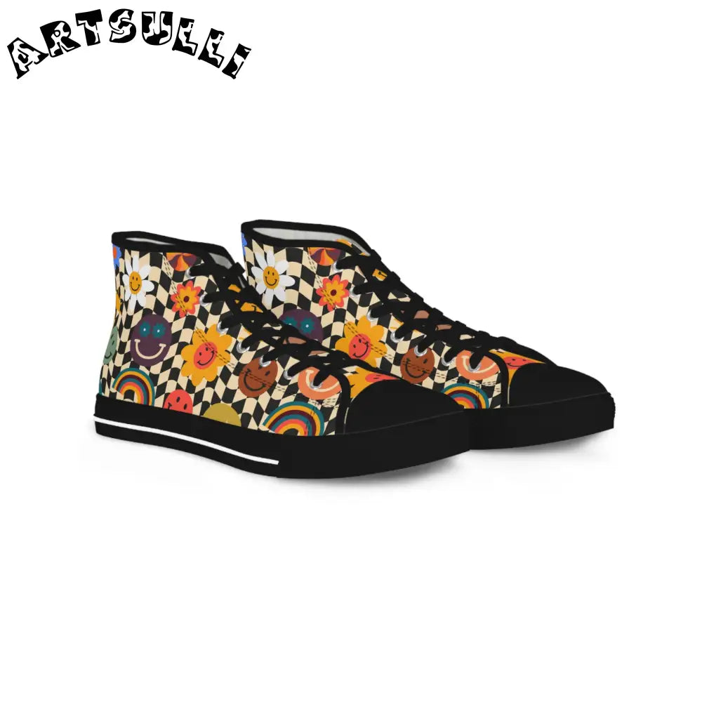 JAKKOUTTHEBXX Floral Checkerboard Breathable Polyester Canvas High Tops 2025
