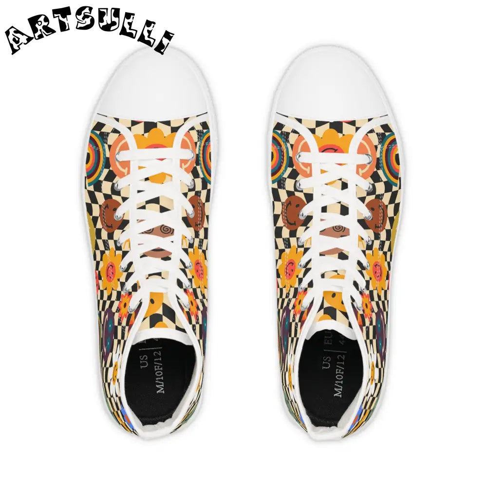 JAKKOUTTHEBXX Floral Checkerboard Breathable Polyester Canvas High Tops 2025